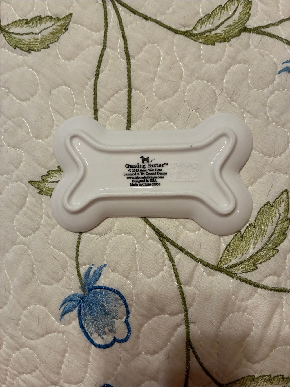 Bone-Shaped Trinket Dish in Light Blue Polka Dot - Decorative Accent - Picture 3 of 3